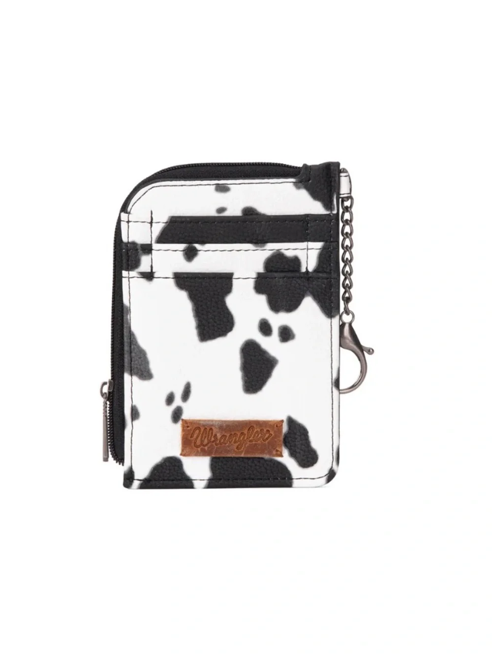 Wrangler Cow Print Print Mini Zip Card Case Black